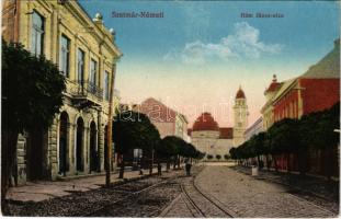 1918 Szatmárnémeti, Szatmár, Satu Mare; Hám János utca. Vasúti levelezőlapárusítás 7. sz. 1916. / street view (EK)