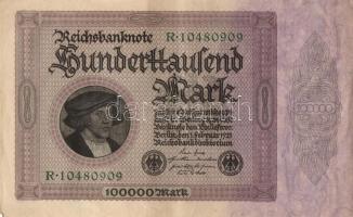 Német Birodalom / Weimari Köztársaság 1923. 100.000M (2x) közeli sorszámokkal T:II