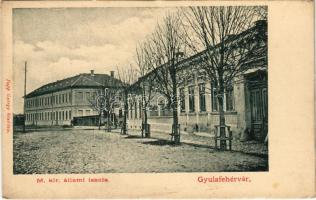 Gyulafehérvár, Alba Iulia; M. kir. állami iskola. Papp György kiadása / school (EK)