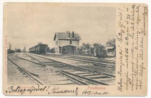 1907 Felsőbánya, Baia Sprie; Pályaudvar, vasútállomás, vonat. H. Riedl E. kiadása / railway station, train (EM)