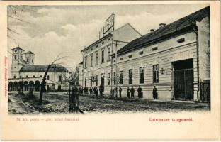 Lugos, Lugoj; M. kir. posta, Görögkeleti bazár. Nemes Kálmán kiadása / post office, bazaar