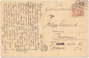 1917 Dés, Dej; látkép a zsinagógával. Gálócsi Samu kiadása / general view with synagogue (ázott saro...