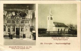 1928 Sepsiszentgyörgy, Sfantu Gheorghe; Görögkeleti templom, belső, oltár. Elena Kupferstich kiadása. Vetési László fényképész felvétele / Biserica gr. orient. rom. / Orthodox church, interior with altar (EK)