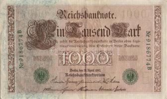 Német Birodalom / Császárság 1910. 1000M (3x) egymás utáni ill. kis ugrású sorszámokkal T:II-/III+