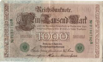 Német Birodalom / Császárság 1910. 1000M (3x) egymás utáni ill. kis ugrású sorszámokkal T:II-/III+