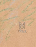Moiret Ödön (1883-1966): Női akt, 1922. Pasztell, papír, jelezve jobbra lent. Sérült. 44x30,5 cm