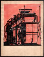 Révész Kornél (1885-1944): Gép. Vegyes technika, papír, jelezve jobbra lent. Lapszéli szakadással, hajtásnyommal. 30x23,5 cm