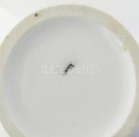 Herendi kék virágmintás mokkás kiöntő szett, jelzett, kis kopással, rózsán minimális csorbák