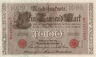 Német Birodalom / Császárság 1910. 1000M (5x) egymás utáni sorszámokkal T:II+