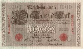 Német Birodalom / Császárság 1910. 1000M (5x) egymás utáni sorszámokkal T:II+