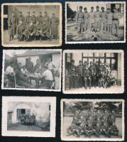 cca 1940 II. világháborús katonai csoportképek, 6 db fotó, 7,5x5,5 cm és 9x6 cm között
