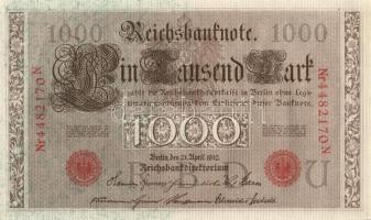 Német Birodalom / Császárság 1910. 1000M (3x) egymás utáni ill. kis ugrású sorszámokkal T:II+