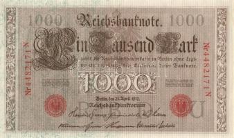 Német Birodalom / Császárság 1910. 1000M (3x) egymás utáni ill. kis ugrású sorszámokkal T:II+