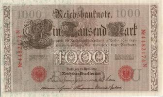Német Birodalom / Császárság 1910. 1000M (4x) egymás utáni sorszámokkal T:II+