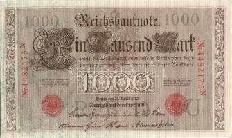 Német Birodalom / Császárság 1910. 1000M (4x) egymás utáni sorszámokkal T:II+