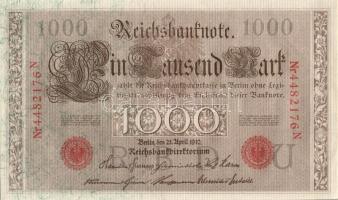 Német Birodalom / Császárság 1910. 1000M (4x) egymás utáni sorszámokkal T:II+