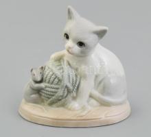 Gilde macska egér, porcelán, jelzett, kis lepattanás, m: 10 cm