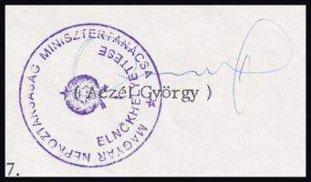 1976 Aczél György (1917-1991) miniszterelnök-helyettes saját kézzel aláírt, gépelt levele Marton End...