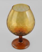 Borostyán színű üveg váza, jelzés nélkül, hibátlan, m: 23 cm