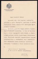 1930 Sopronyi-Turner Mihály (1878-1952) soproni polgármester saját kézzel aláírt, gépelt levele a győri Meixner Testvéreknek, a Royal Szálló tulajdonosainak címezve, melyben ajánlja Groszener Pál volt soproni vendéglőst a győri Vendéglős Szakosztály tanfolyamának előadójaként, érdekes tartalommal, hajtva, eredeti borítékjával, jó állapotban
