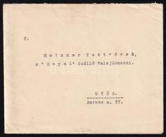 1930 Sopronyi-Turner Mihály (1878-1952) soproni polgármester saját kézzel aláírt, gépelt levele a gy...