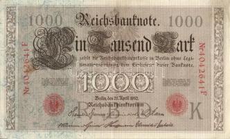 Német Birodalom / Császárság 1910. 1000M (4x) közte egymás utáni ill. kis ugrású sorszámokkal T:II+,II