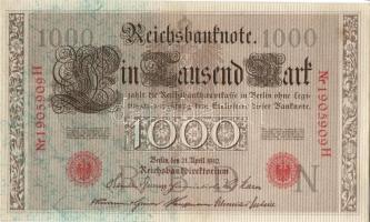 Német Birodalom / Császárság 1910. 1000M (4x) egymás utáni sorszámokkal T:II