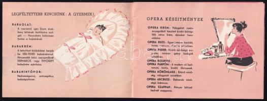 cca 1965 Kozmetikai, rajzos dekoratív termékreklámfüzet, szép állapotban, 8p