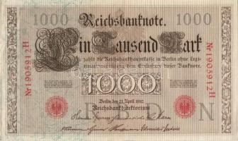 Német Birodalom / Császárság 1910. 1000M (4x) egymás utáni sorszámokkal T:II