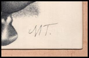 MT (?) jelzéssel: Anya gyermekével. Toll, papír, paszpartuban. 31,5×20 cm