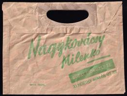 Nagykovácsy Milenko áruház budai fióküzlete (XI. ker. Horthy Miklós út) papír reklámzacskója