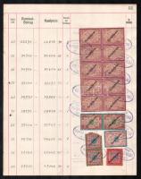 Bécs 1920 Értékpapír forgalmi napló lapja 449,10K értékű értékpapír forgalmi adóbélyeggel