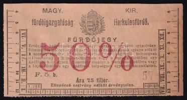 cca 1914 Fürdőjegy az erdélyi Herkulesfürdőbe, 50% kedvezménnyel, ára 75 fillér, jó állapotban