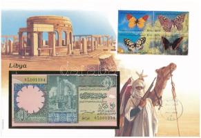 Líbia 1991. 1/4D felbélyegzett borítékban, bélyegzéssel T:I Libya 1991. 1/4 Dinar in envelope with stamp and cancellation C:UNC