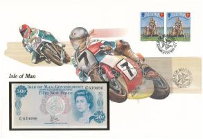 Man-sziget DN (1979) 50p felbélyegzett borítékban, alkalmi bélyegzéssel T:UNC Isle of Man ND (1979) 50 Pence in envelope with stamp and cancellation C:UNC