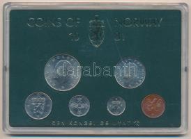 Norvégia 1981. 5ö-5K (6xklf) forgalmi szettben, plasztiktokban T:UNC Norway 1981. 5 öre - 5 Kroner (6xdiff) coin set in original plastic case C:UNC