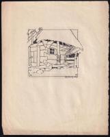Toroczkai Wigand Ede (1869-1945): Üstökös ház. Nyomat, papír. Lap széle kissé foltos. 10x10 cm.
