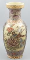 Terebess keleti stílusú porcelán váza, jelzett, mázrepedésekkel, kopásokkal, m: 41 cm