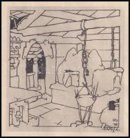 Toroczkai Wigand Ede (1869-1945): Eresz. Nyomat, papír. Lapszéli foltokkal. 10,5x10 cm