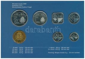 Aruba 1988. 5c - 2 1/2Fl (6xklf) forgalmi sor + "Aruba" zseton szettben, karton és műanyag...