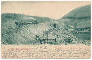 1901 Czarnków, Scharnikau, Czarnikau; Eisenbahnbau durch die Gorayer Berge / railway line construction. Verlag J. Deuss (EK)