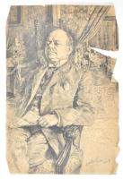 Olvashatatlan jelzéssel: Férfi karosszékben, 1921. Ceruza, papír, jelzett, sérült, 44×29 cm