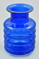 Marita Voigt kék design üveg váza. Hibátlan m: 15 cm