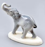 Gránit porcelán elefánt. Kézzel festett, jelzett, hibátlan. 15 cm