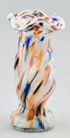 Cseh kéz formájú üveg váza. Anyagában színezett hutaüveg 20 cm
