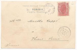 1901 Galati, Galatz; Piata Regala, Caffe International / square, tram, café, bank, shops. Anton Papp...