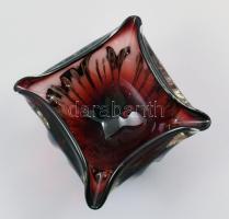 Bordó kristály tál. Anyagában színezett, hibátlan 20 cm