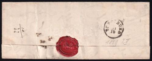 ~1860 15kr type II. cut with scissors on below, on cover "KASCHAU" - "PRESSBURG"...