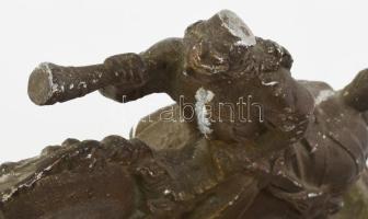 2 db bronzírzott spiáter lovas figura. Jelzettek. 19 cm