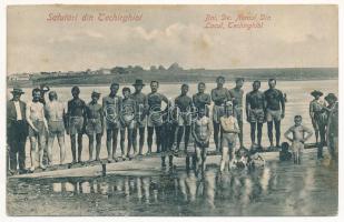 1909 Techirghiol, Bai De. Nomol Din Lacul / bathers, beach, mud (fl)